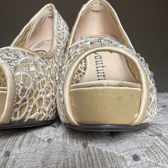 Lady Couture Ivy Peep Toe Gold Lace Mesh Stiletto Heels NIB Women’s EU 39 US 8 - Picture 11 of 16